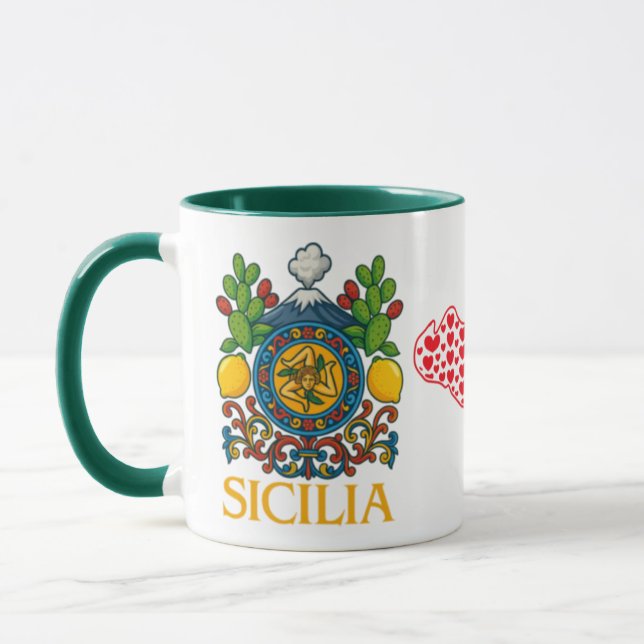 Caneca Sicilian Trinacria Design  Coffee Mug (Esquerda)