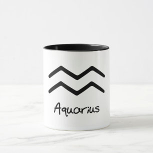 Caneca Signo de Aquário em Fundo Branco