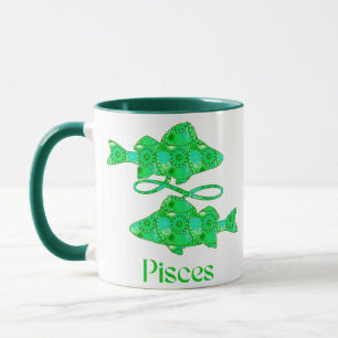 Caneca Signo do zodíaco de Peixes em verde espuma do mar