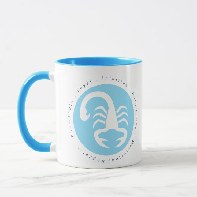 Caneca Signo Zodiacal Escorpião Azul e Branco (Esquerda)