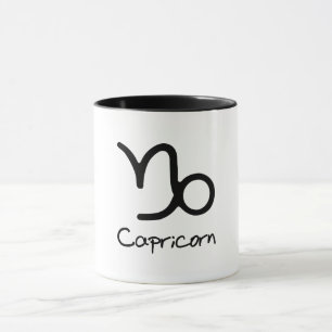 Caneca Signo Zodíaco de Capricórnio em Fundo Branco