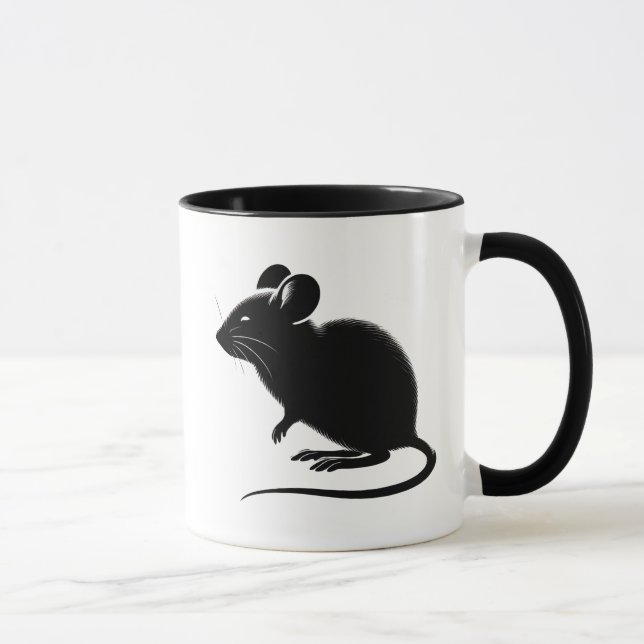 Caneca Silhouette d’un rat noir, design moderne.  (Direita)
