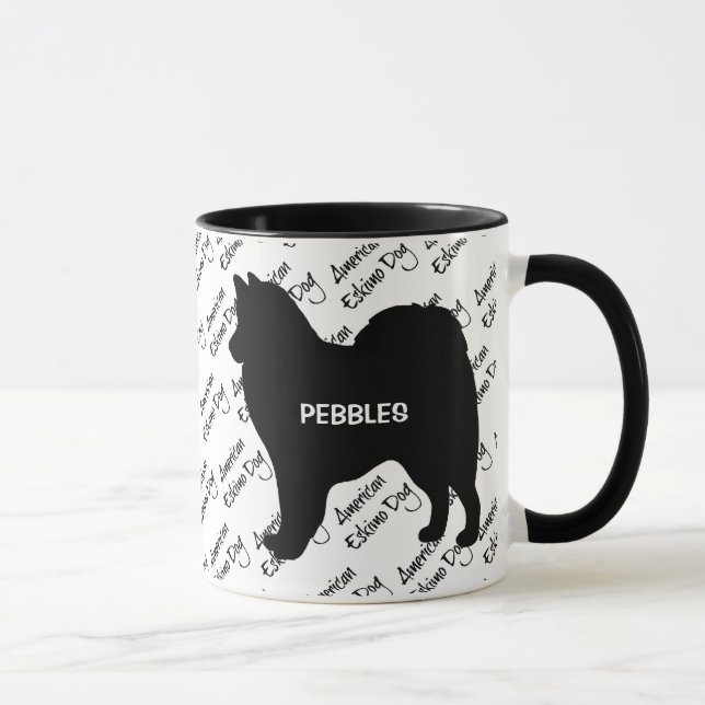 Caneca Silhouette de Cachorro Eskimo Americano PERSONALIZ (Direita)