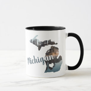 Caneca Silhouette Michigan Com Tipografia