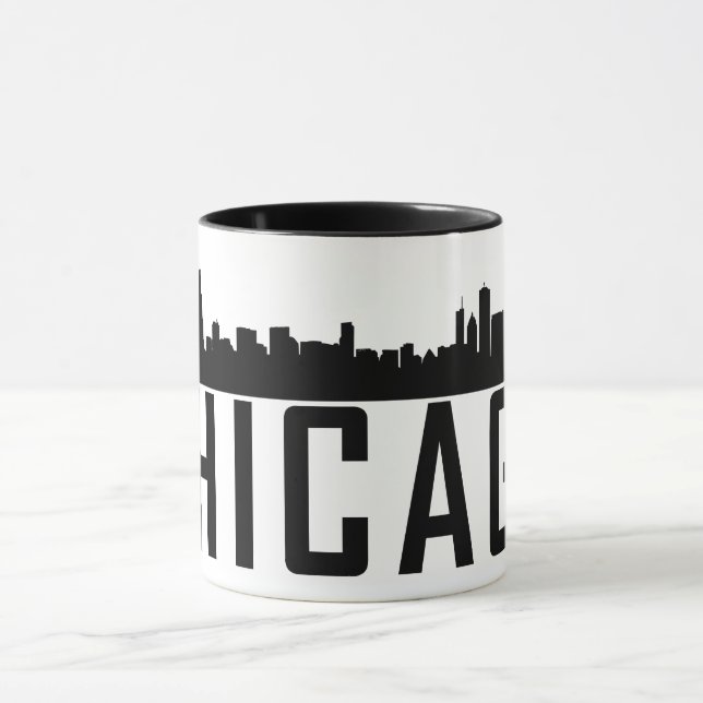 Caneca Silhouette Panorâmica de Chicago Moderna (Centro)