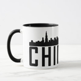 Caneca Silhouette Panorâmica de Chicago Moderna