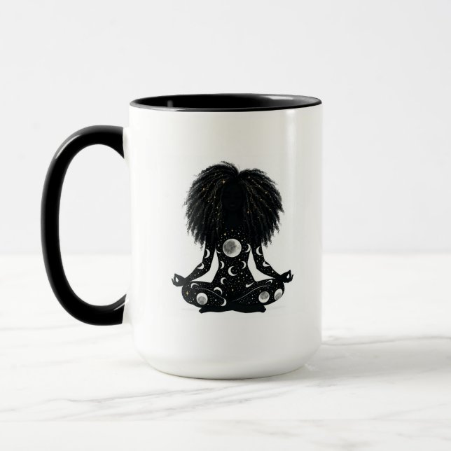 Caneca Silhueta Celestial Meditando Moderna (Esquerda)