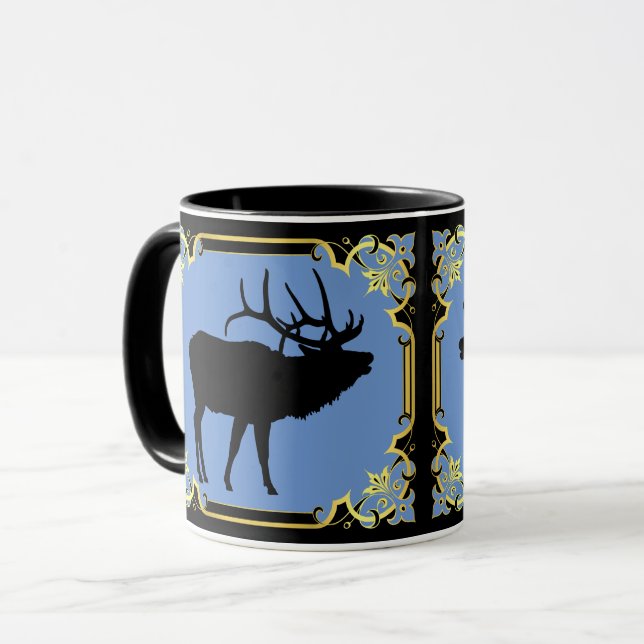Caneca Silhueta de borboleta preta de touros  (Frente Esquerda)