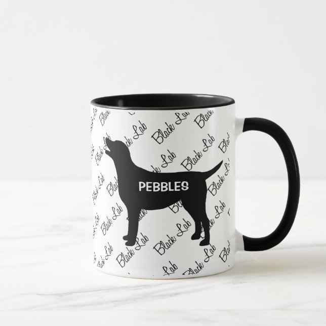 Caneca Silhueta de cachorro preto PERSONALIZADO (Direita)