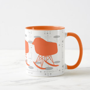 Caneca Silhueta de Cadeira de Padrão Laranja Cinza de Mea