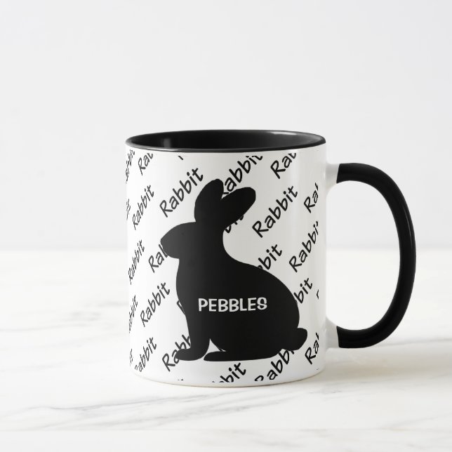 Caneca Silhueta de coelho personalizado (Direita)