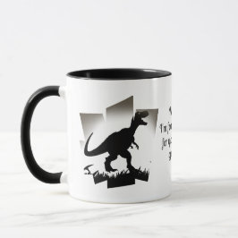 Caneca Silhueta de dinossauros minimalista em campo de pa