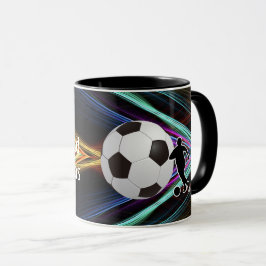 Caneca Silhueta de jogador de futebol e bola de futebol
