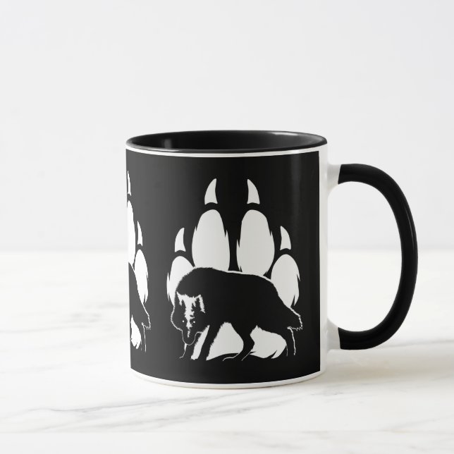 Caneca Silhueta de Lobo e Pegada (Direita)