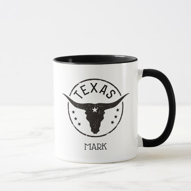 Caneca Silhueta de Longhorn Texas (Direita)