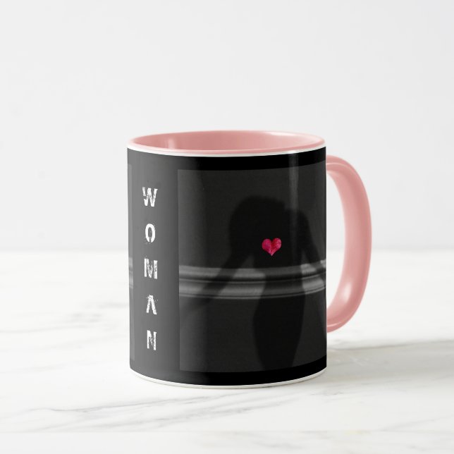 Caneca Silhueta de Mulher, Coração Flor e Amor (Frente Esquerda)