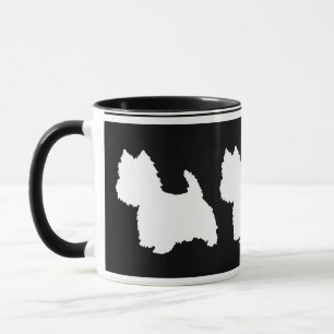 Caneca Silhueta de Westie Branco no Preto