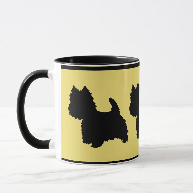 Caneca Silhueta de Westie sobre Amarelo (Esquerda)