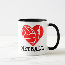 Caneca Silhueta do jogador do coração eu amo o Netball