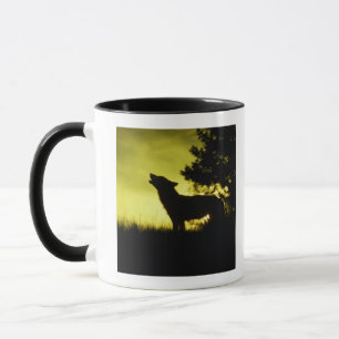 Caneca Silhueta do lobo que urra