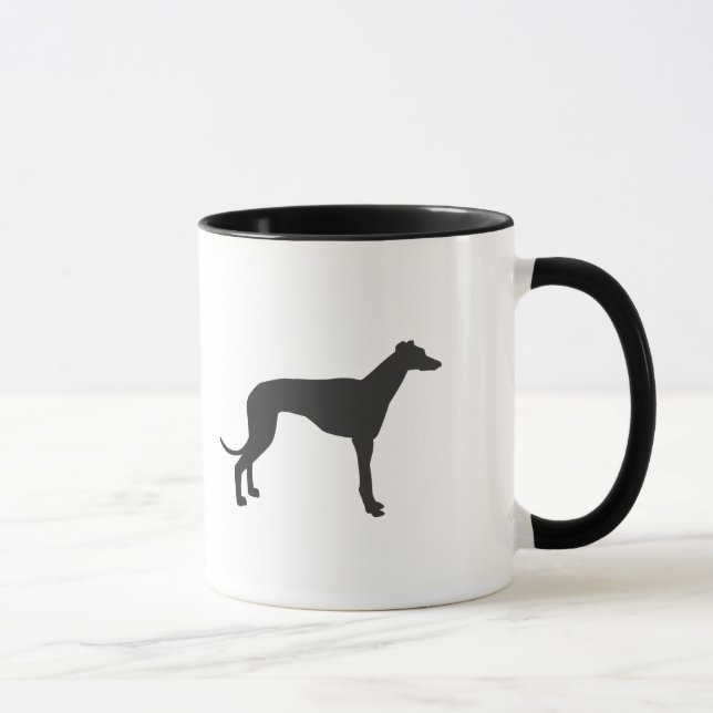 Caneca Silhueta italiana de Greyhound em preto (Direita)