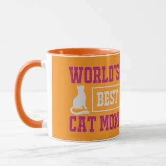 Caneca Silhueta Laranja e Roxa de Mãe de Gato Mais Querid