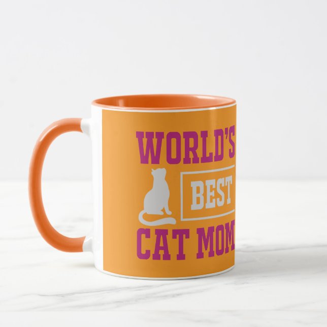 Caneca Silhueta Laranja e Roxa de Mãe de Gato Mais Querid (Esquerda)