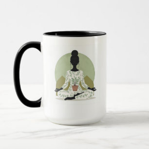 Caneca Silhueta Meditando Esmeralda Moderna