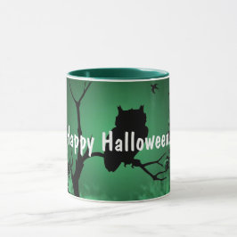 Caneca Silhueta o Dia das Bruxas da coruja