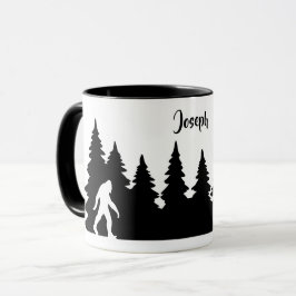 Caneca Silhueta Personalizada de Bigfoot Sasquatch na Flo