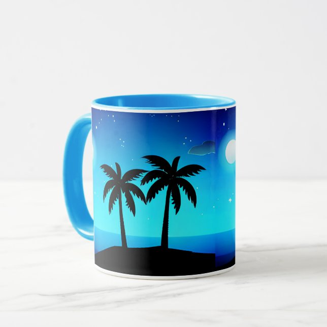 Caneca Silhueta tropical com lua e estrelas (Frente Esquerda)
