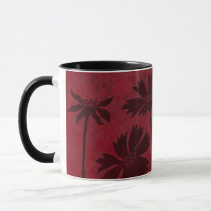 Caneca Silhuetas da cabeça de flores em segundo plano