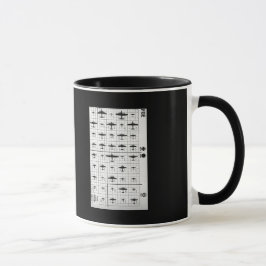 Caneca Silhuetas dos aviões do amigo & do inimigo WWII