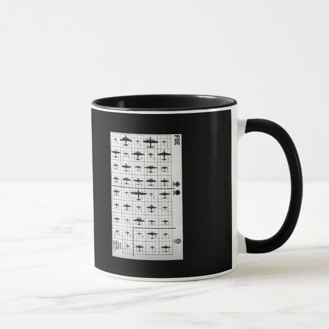 Caneca Silhuetas dos aviões do amigo & do inimigo WWII (Direita)