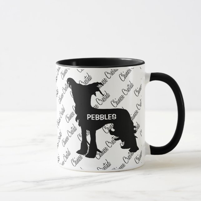 Caneca Silhuette de Cães Deitados Chinês (Direita)