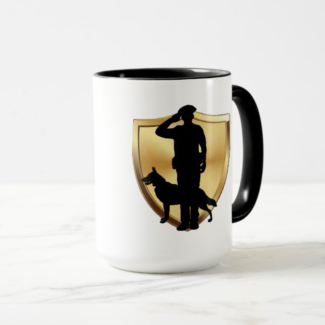 Caneca Silhuette of Policial and K-9 Dog Mug (Frente Esquerda)