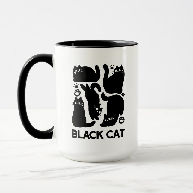 Caneca Silhuettes de Gato Negro - Design de Felino Cinto (Esquerda)