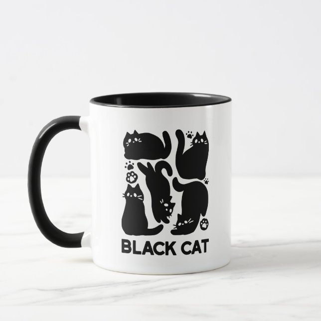 Caneca Silhuettes de Gato Negro - Design de Felino Cinto (Esquerda)