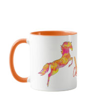 Silhute de cavalo Chama de incêndio Monograma Nome