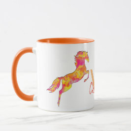 Caneca Silhute de cavalo Chama de incêndio Monograma Nome