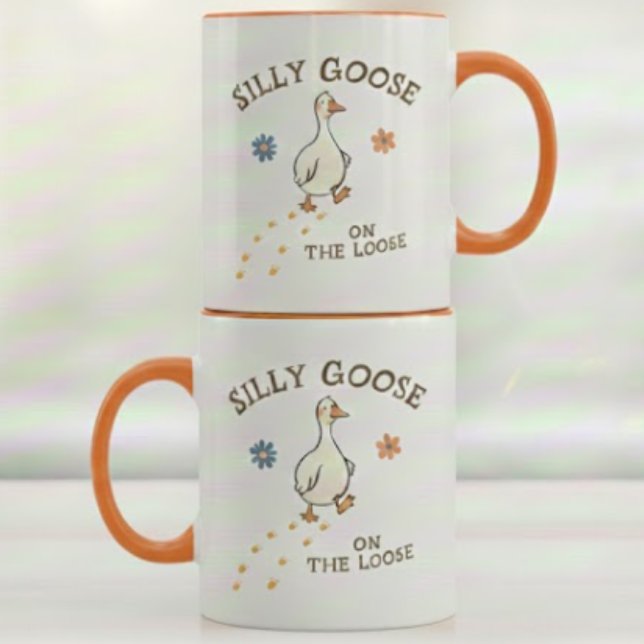 Caneca Silly Goose On The Loose Cute Funny Gift Birthday  (Criador carregado)