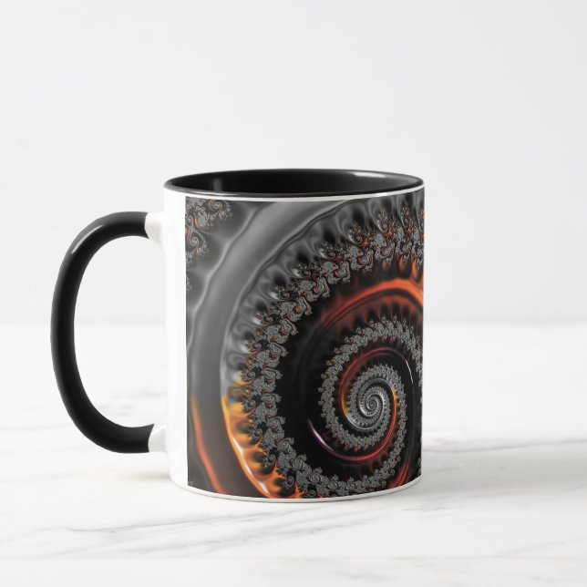 Caneca Silver e Orange Mandelbrot com Sphere Mug (Esquerda)