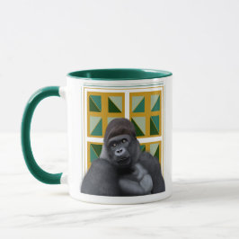 Caneca Silverback Gorilla Amarelo e Verde Geométrico