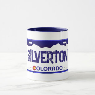 Caneca Silverton Colorado, placa de matrícula azul, canec