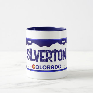 Caneca Silverton Colorado, placa de matrícula azul, canec