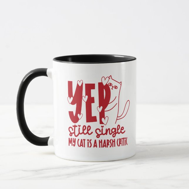 Caneca Sim, Ainda Solteiro Meu Gato é um Crítico Severo E (Esquerda)