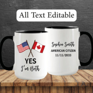 Caneca Sim, eu sou ambos - EUA, Canadá Orgulho, nome pers