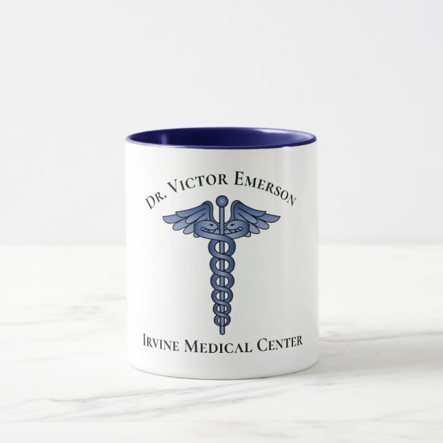 Caneca Símbolo Azul Caduceus Personalizado Mug (Centro)