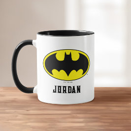 Caneca Símbolo Batman | Logotipo Oval Bat | Adicione seu 