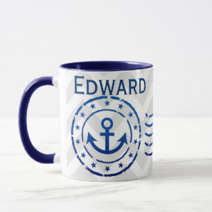Caneca Símbolo de Ângulo e Âncora Náutico